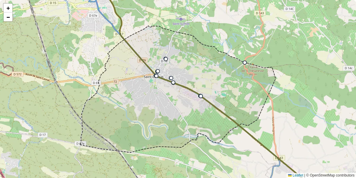 Carte du réseau de transport en commun à Saint-Cannat - lignes de bus et arrêts