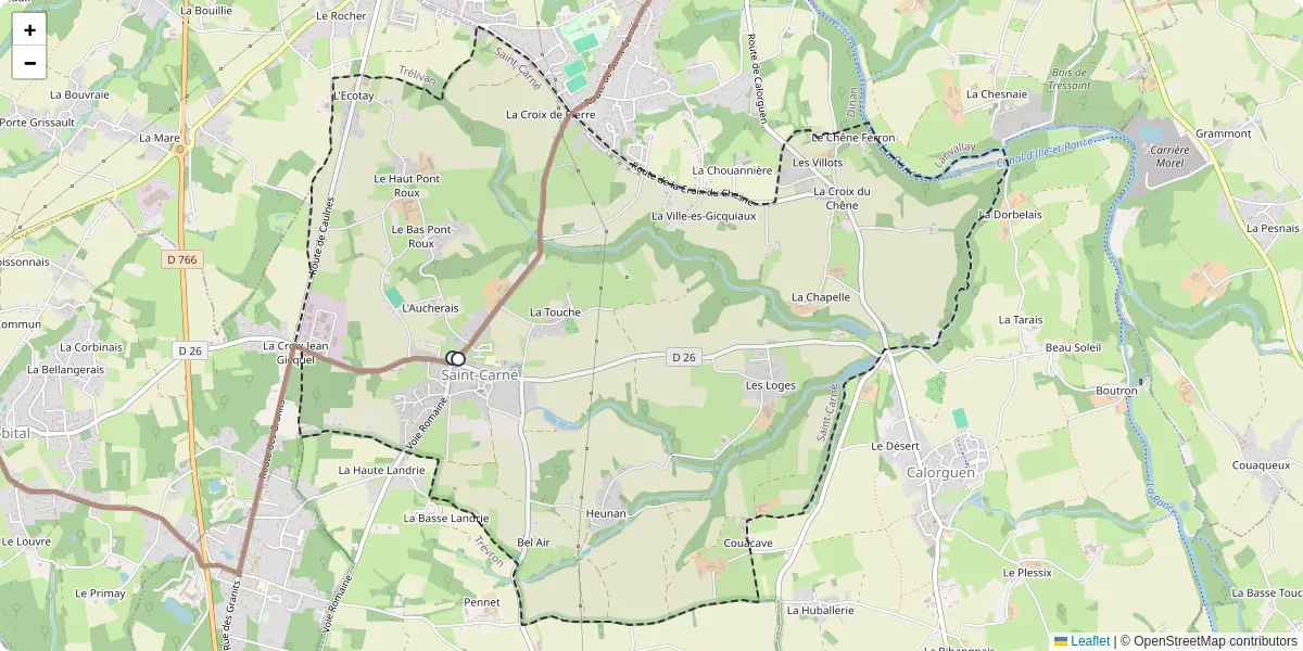 Carte du réseau de transport en commun à Saint-Carné - lignes de bus et arrêts