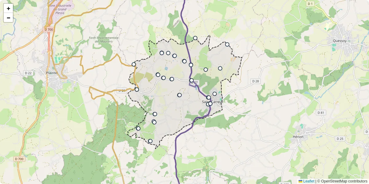 Carte du réseau de transport en commun à Saint-Carreuc - lignes de bus et arrêts