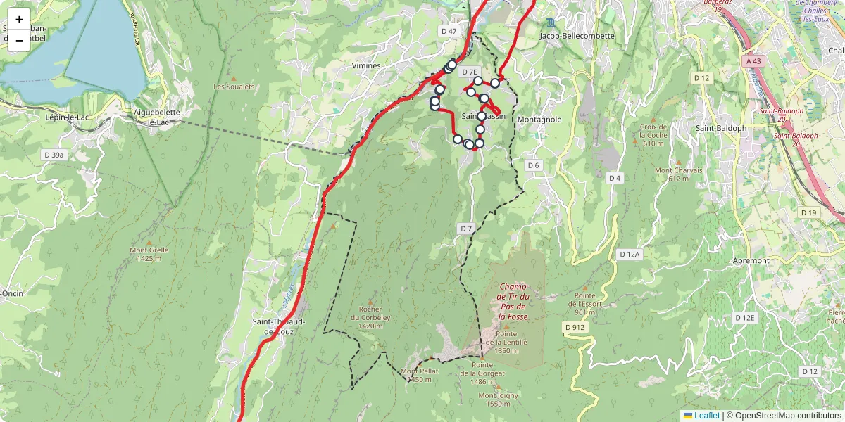 Carte du réseau de transport en commun à Saint-Cassin - lignes de bus et arrêts
