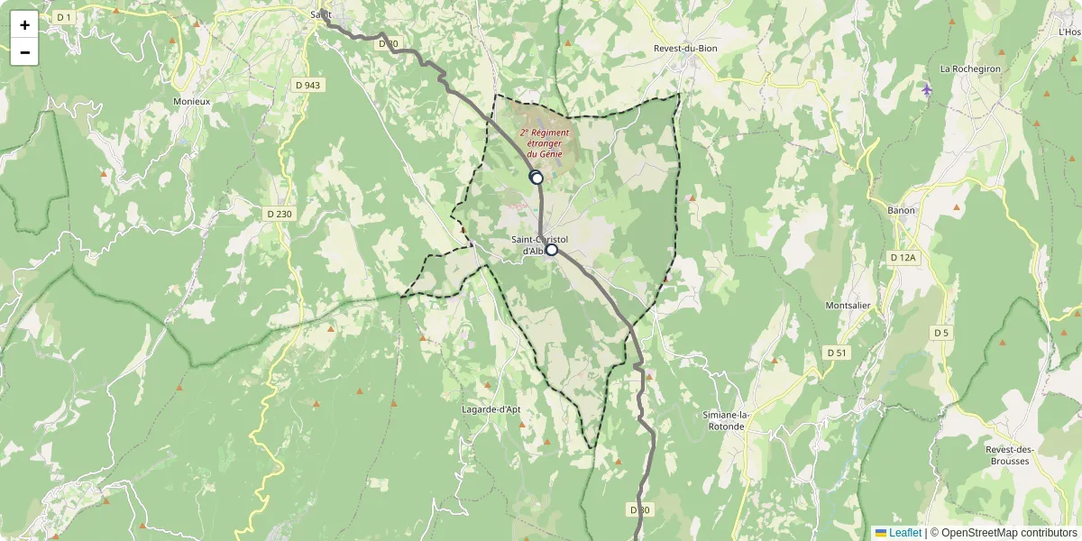 Carte du réseau de transport en commun à Saint-Christol - lignes de bus et arrêts