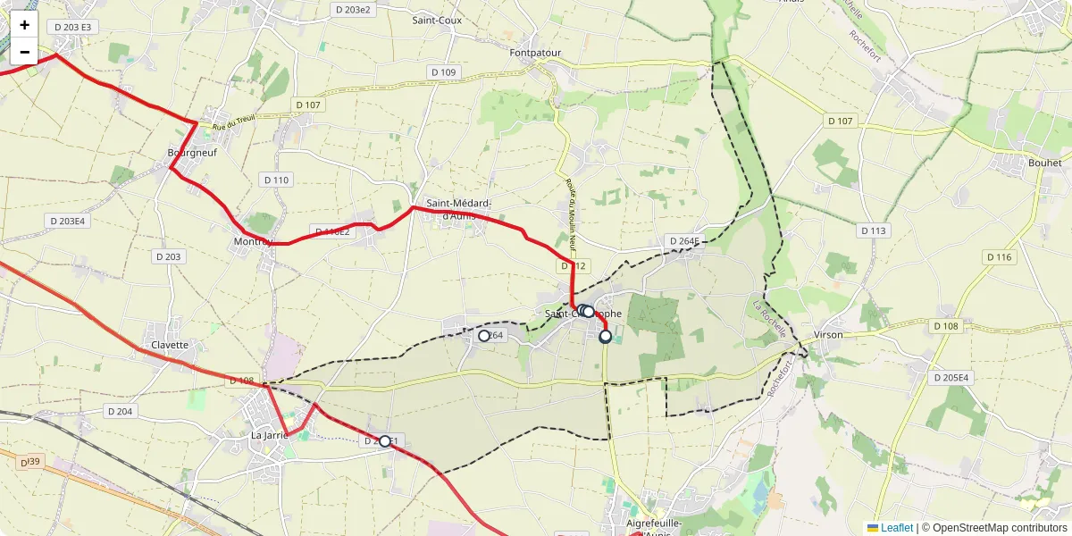 Carte du réseau de transport en commun à Saint-Christophe - lignes de bus et arrêts