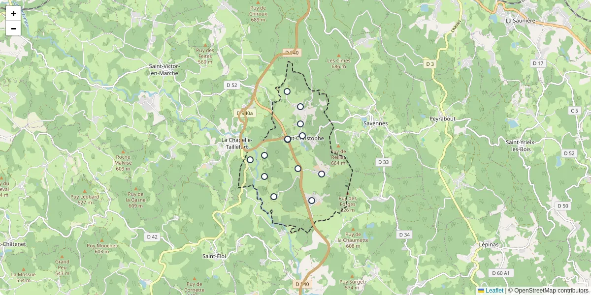 Carte du réseau de transport en commun à Saint-Christophe - lignes de bus et arrêts