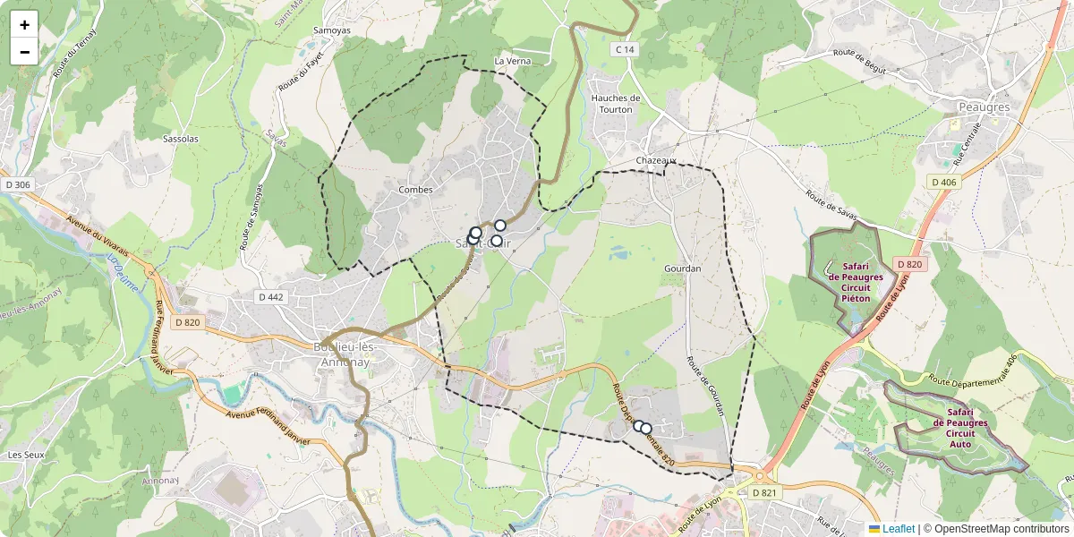 Carte du réseau de transport en commun à Saint-Clair - lignes de bus et arrêts