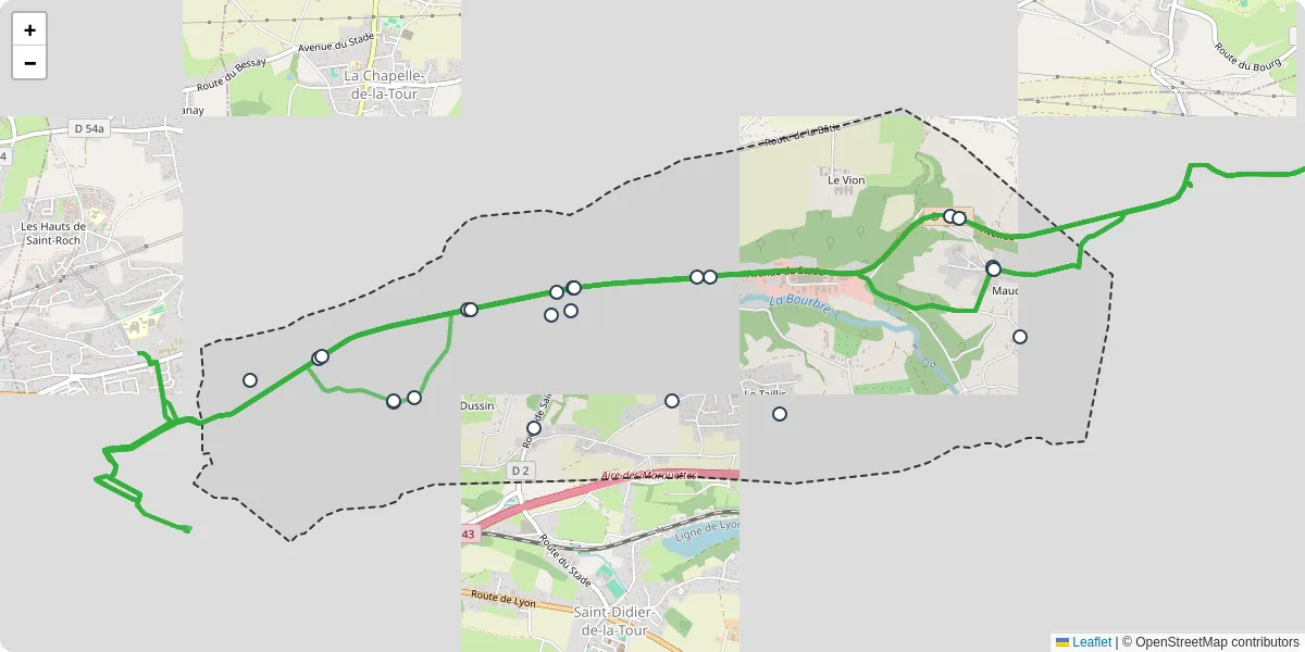 Carte du réseau de transport en commun à Saint-Clair-de-la-Tour - lignes de bus et arrêts