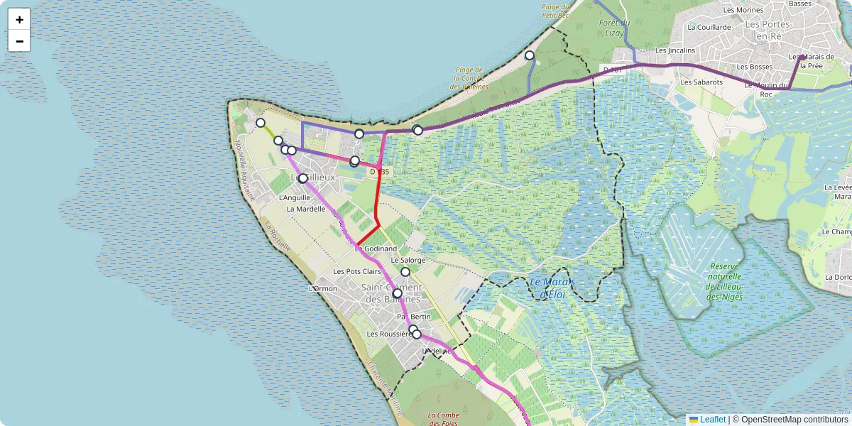 Carte du réseau de transport en commun à Saint-Clément-des-Baleines - lignes de bus et arrêts