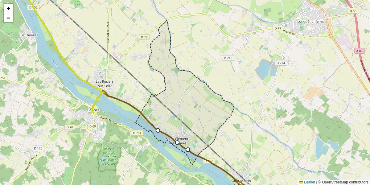 Carte du réseau de transport en commun à Saint-Clément-des-Levées - lignes de bus et arrêts