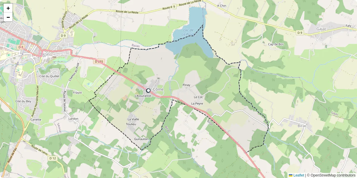 Carte du réseau de transport en commun à Saint-Côme - lignes de bus et arrêts