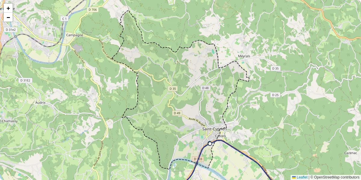 Carte du réseau de transport en commun à Saint-Cyprien - lignes de bus et arrêts