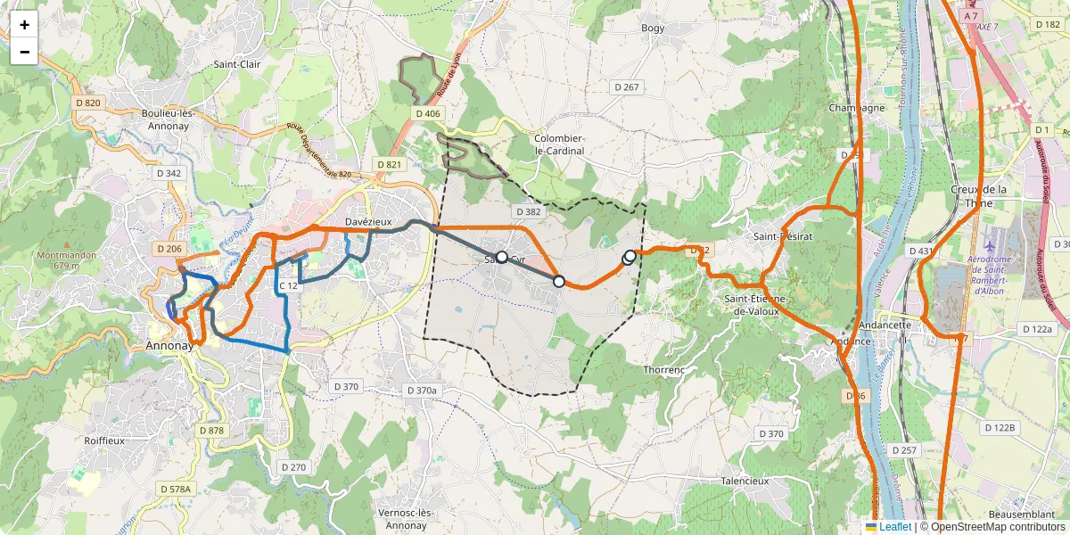 Carte du réseau de transport en commun à Saint-Cyr - lignes de bus et arrêts