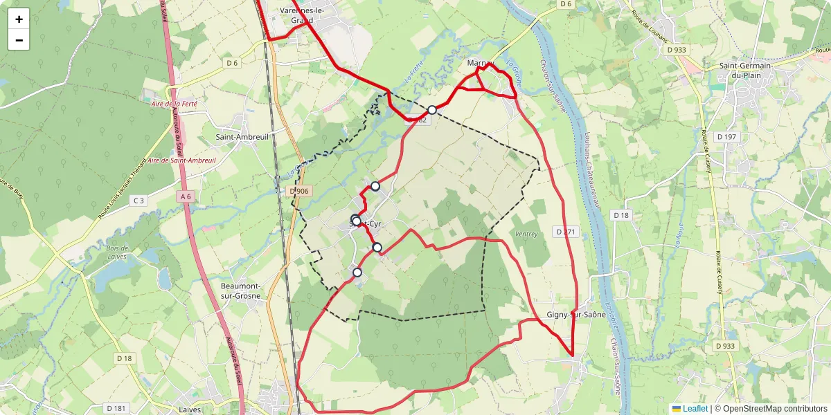 Carte du réseau de transport en commun à Saint-Cyr - lignes de bus et arrêts