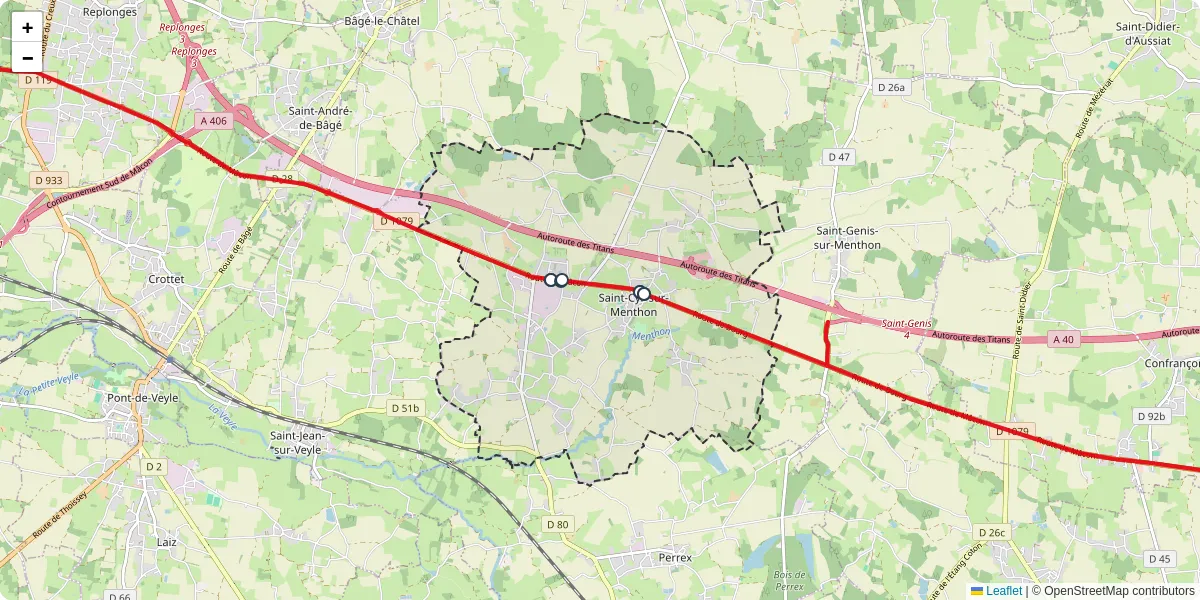 Carte du réseau de transport en commun à Saint-Cyr-sur-Menthon - lignes de bus et arrêts
