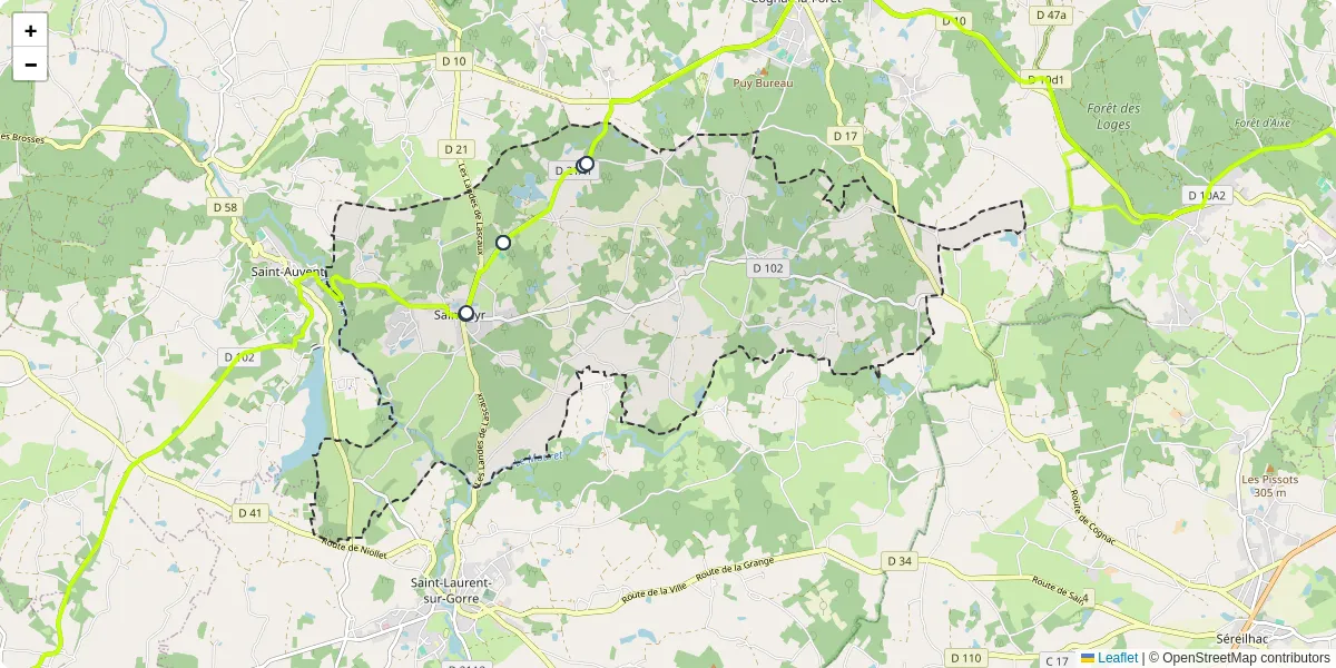 Carte du réseau de transport en commun à Saint-Cyr - lignes de bus et arrêts