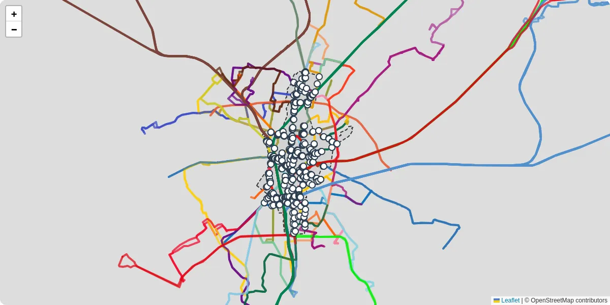 Carte du réseau de transport en commun à Saint-Denis - lignes de bus et arrêts