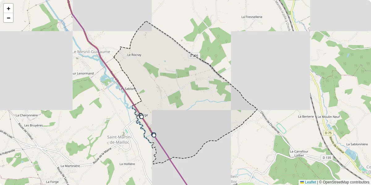 Carte du réseau de transport en commun à Saint-Denis-de-Mailloc - lignes de bus et arrêts