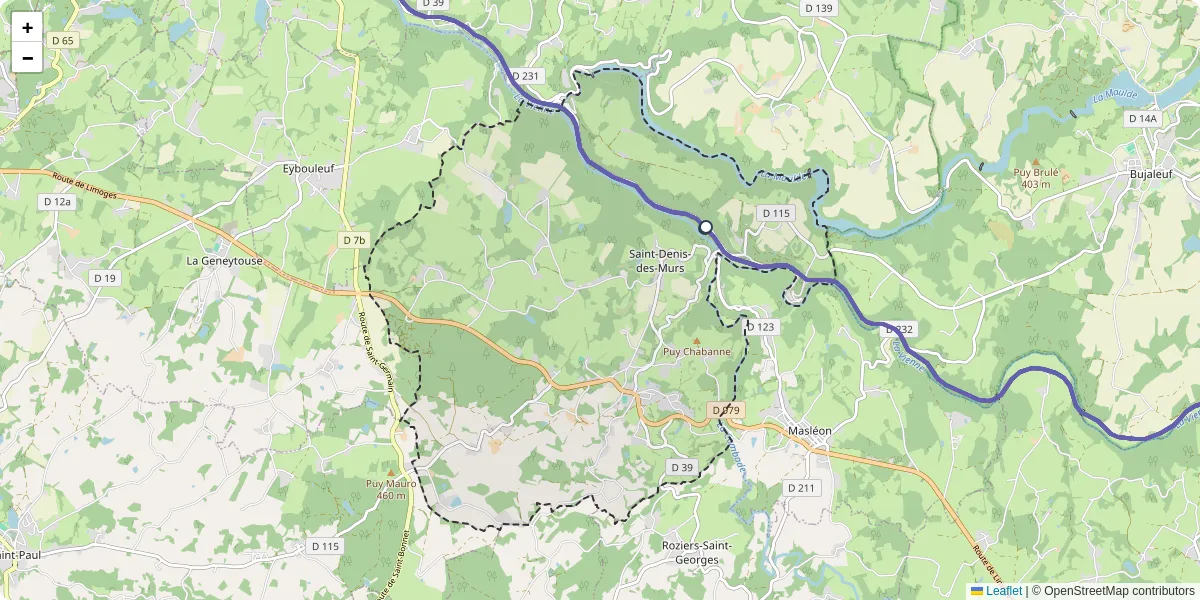 Carte du réseau de transport en commun à Saint-Denis-des-Murs - lignes de bus et arrêts