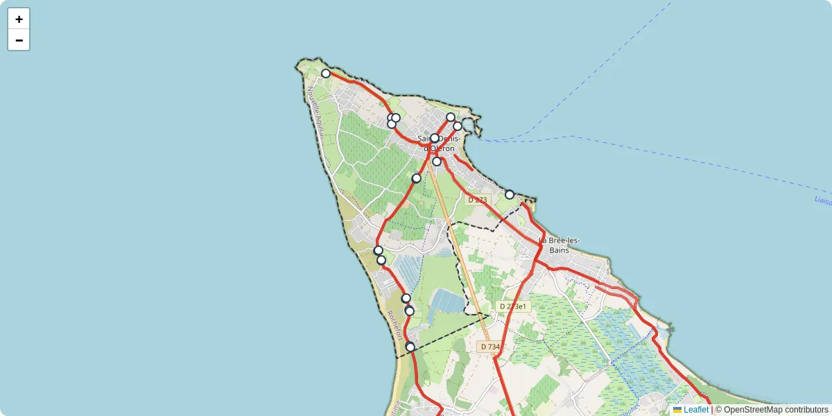 Carte du réseau de transport en commun à Saint-Denis-d'Oléron - lignes de bus et arrêts