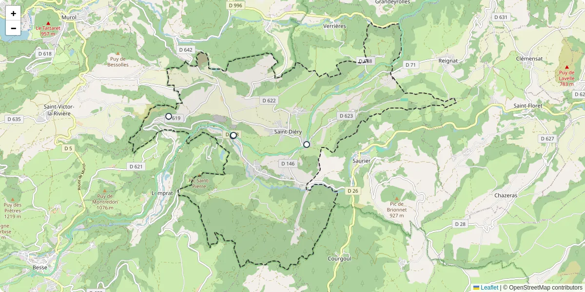 Carte du réseau de transport en commun à Saint-Diéry - lignes de bus et arrêts