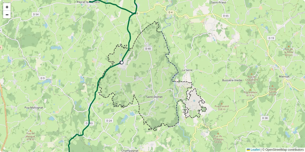 Carte du réseau de transport en commun à Saint-Domet - lignes de bus et arrêts