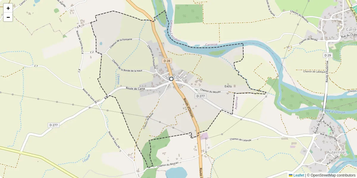 Carte du réseau de transport en commun à Saint-Dos - lignes de bus et arrêts