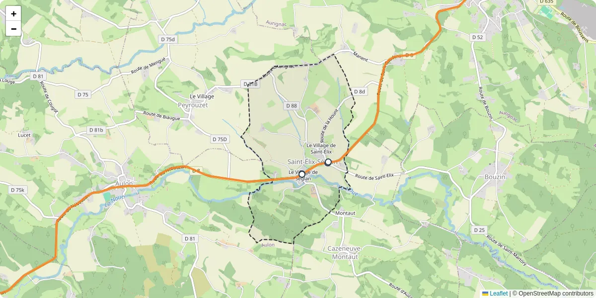 Carte du réseau de transport en commun à Saint-Élix-Séglan - lignes de bus et arrêts