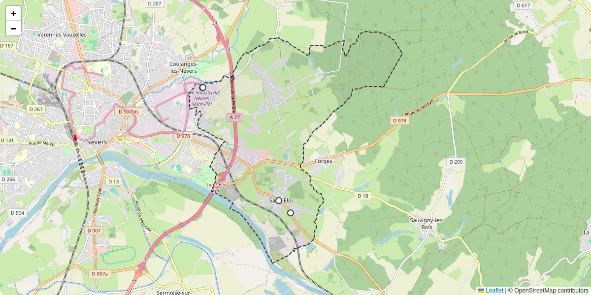 Carte du réseau de transport en commun à Saint-Éloi - lignes de bus et arrêts
