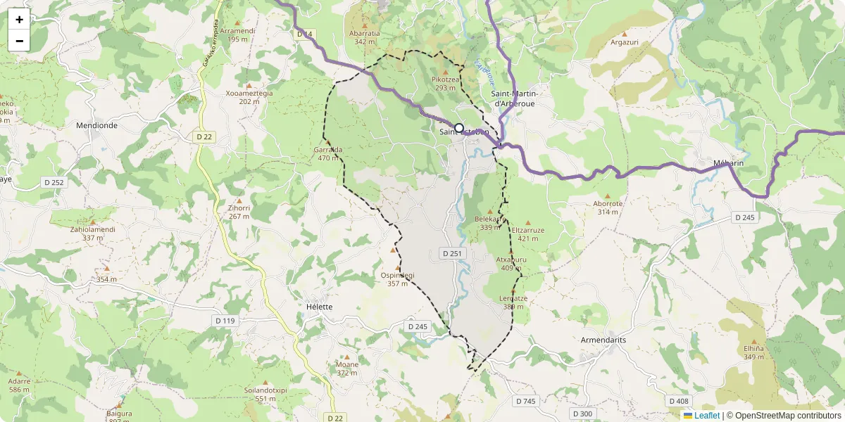 Carte du réseau de transport en commun à Saint-Esteben - lignes de bus et arrêts