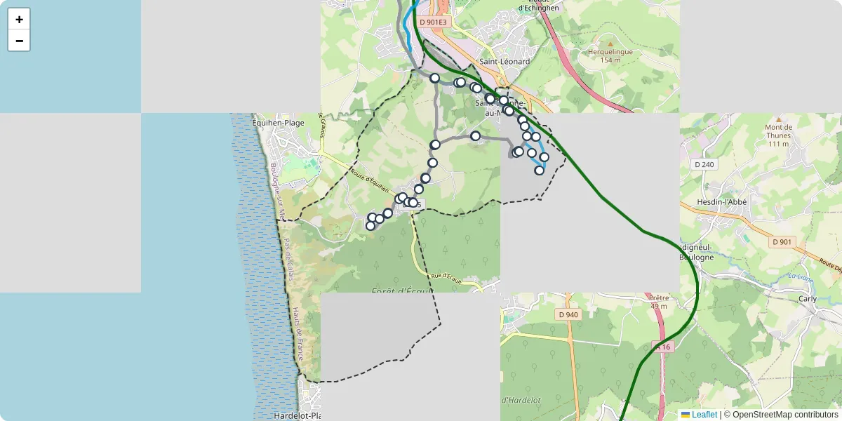 Carte du réseau de transport en commun à Saint-Étienne-au-Mont - lignes de bus et arrêts