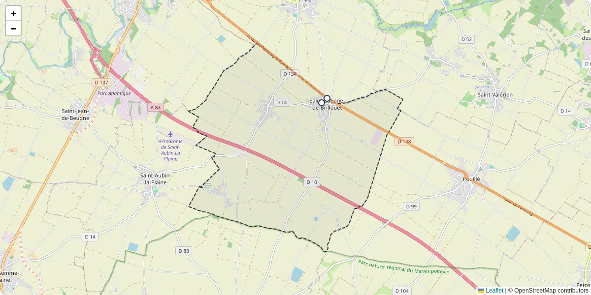 Carte du réseau de transport en commun à Saint-Étienne-de-Brillouet - lignes de bus et arrêts