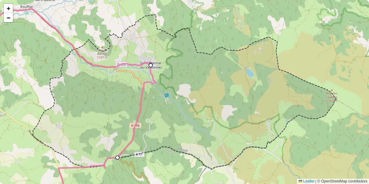 Carte du réseau de transport en commun à Saint-Étienne-du-Valdonnez - lignes de bus et arrêts