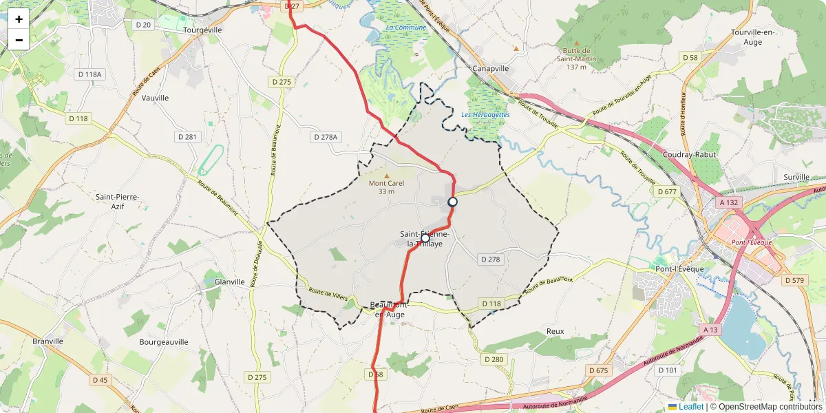 Carte du réseau de transport en commun à Saint-Étienne-la-Thillaye - lignes de bus et arrêts