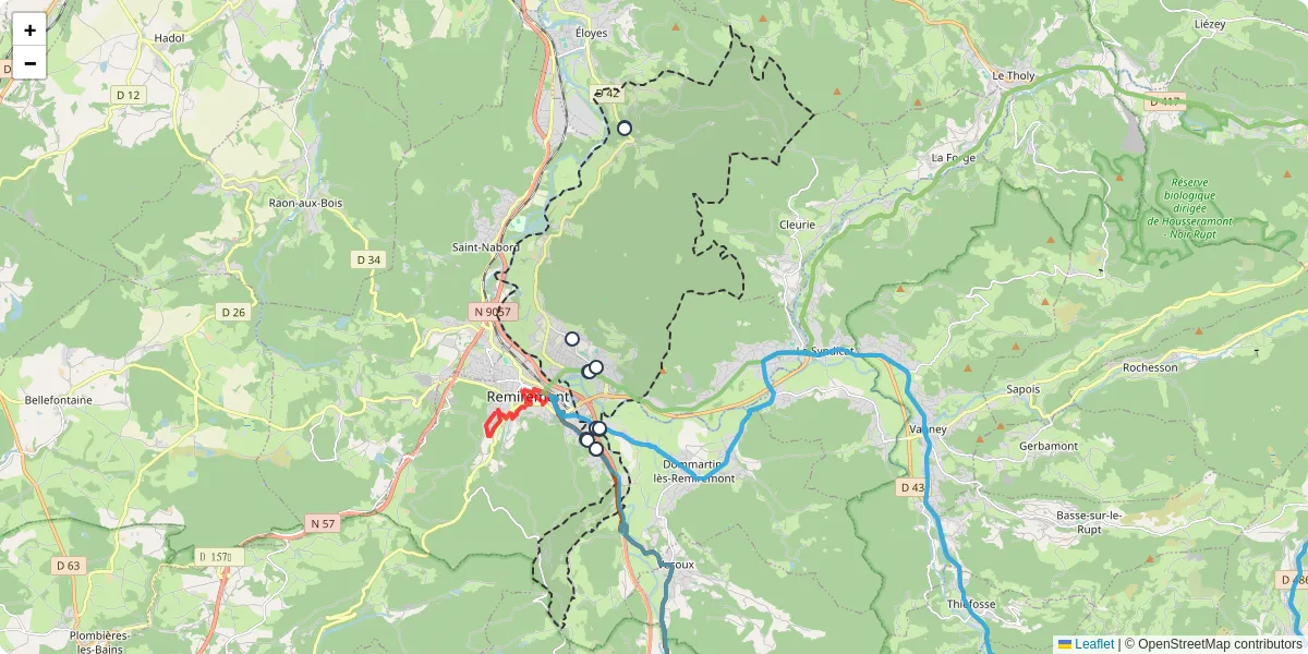 Carte du réseau de transport en commun à Saint-Étienne-lès-Remiremont - lignes de bus et arrêts