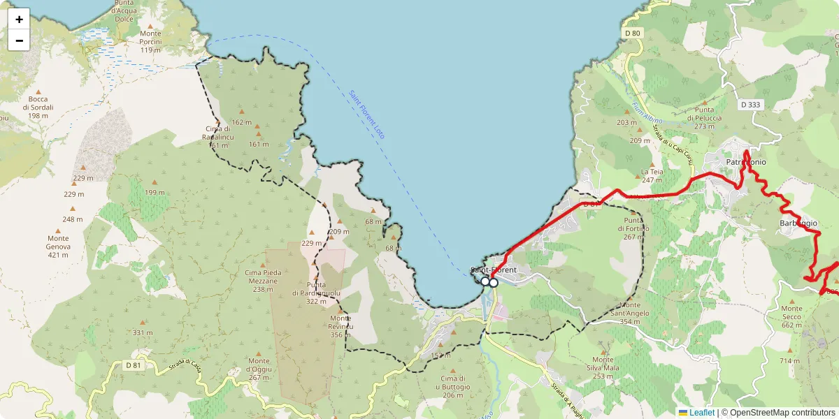 Carte du réseau de transport en commun à Saint-Florent - lignes de bus et arrêts