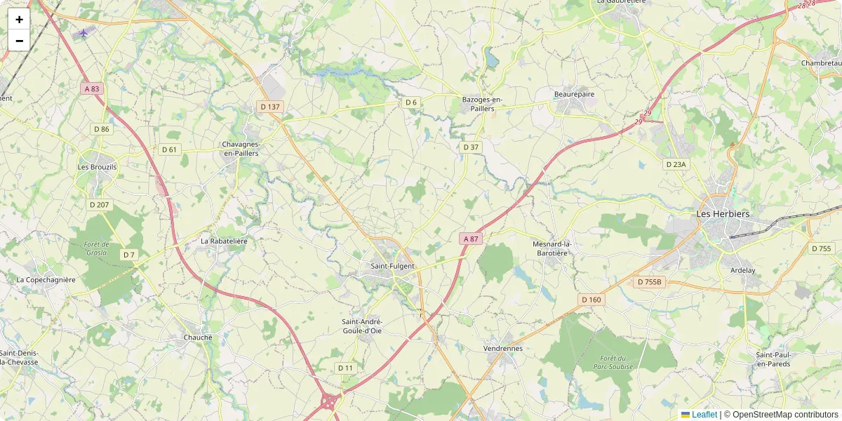 Carte du réseau de transport en commun à Saint-Fulgent - lignes de bus et arrêts