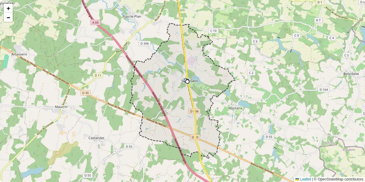 Carte du réseau de transport en commun à Saint-Gein - lignes de bus et arrêts