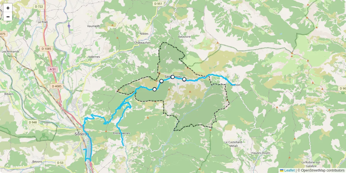 Carte du réseau de transport en commun à Saint-Geniez - lignes de bus et arrêts