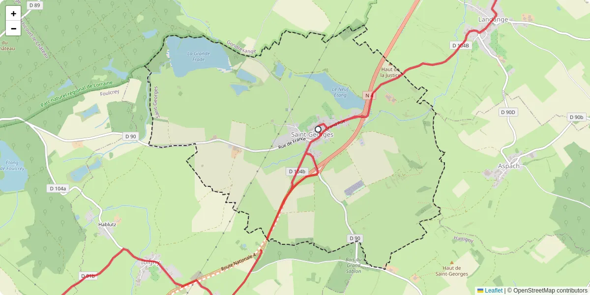 Carte du réseau de transport en commun à Saint-Georges - lignes de bus et arrêts