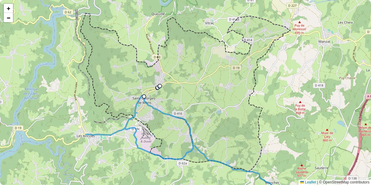 Carte du réseau de transport en commun à Saint-Georges-de-Mons - lignes de bus et arrêts