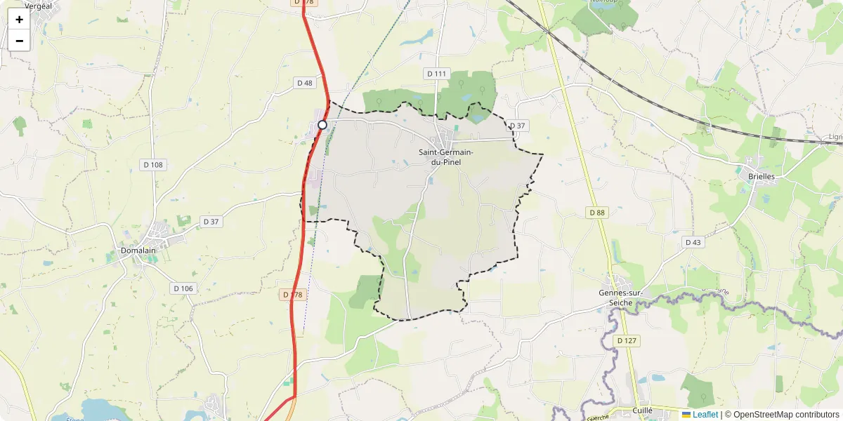Carte du réseau de transport en commun à Saint-Germain-du-Pinel - lignes de bus et arrêts