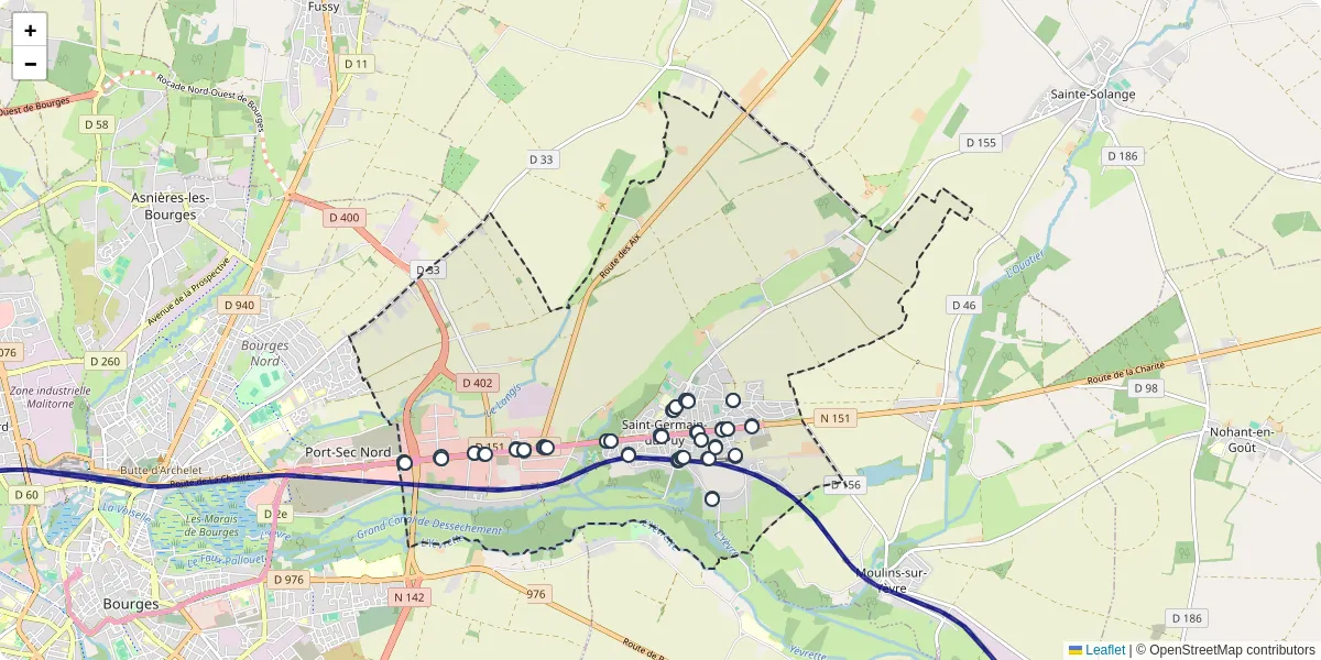 Carte du réseau de transport en commun à Saint-Germain-du-Puy - lignes de bus et arrêts
