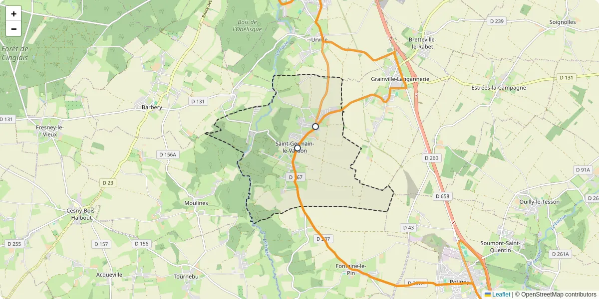 Carte du réseau de transport en commun à Saint-Germain-le-Vasson - lignes de bus et arrêts