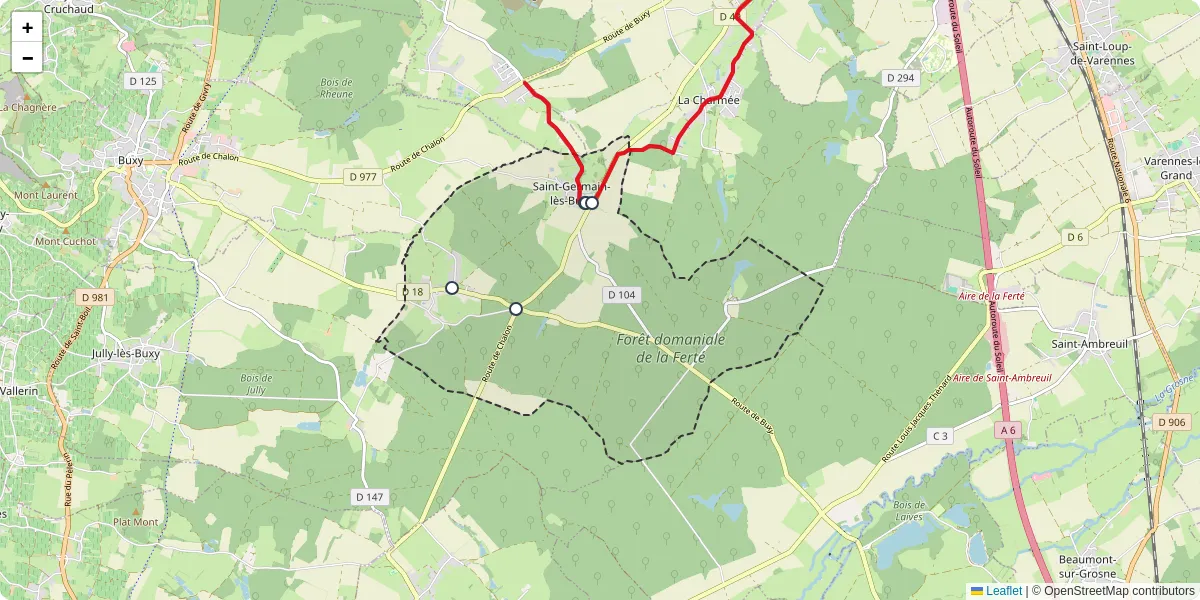 Carte du réseau de transport en commun à Saint-Germain-lès-Buxy - lignes de bus et arrêts