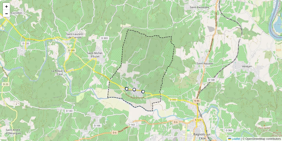 Carte du réseau de transport en commun à Saint-Gervais - lignes de bus et arrêts