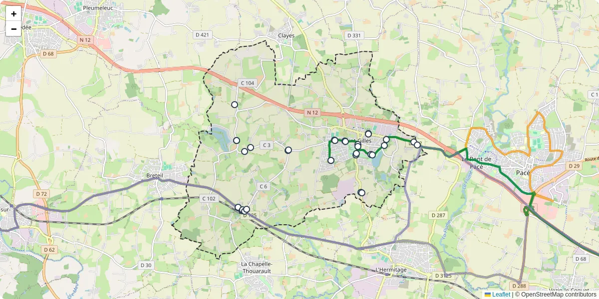 Carte du réseau de transport en commun à Saint-Gilles - lignes de bus et arrêts