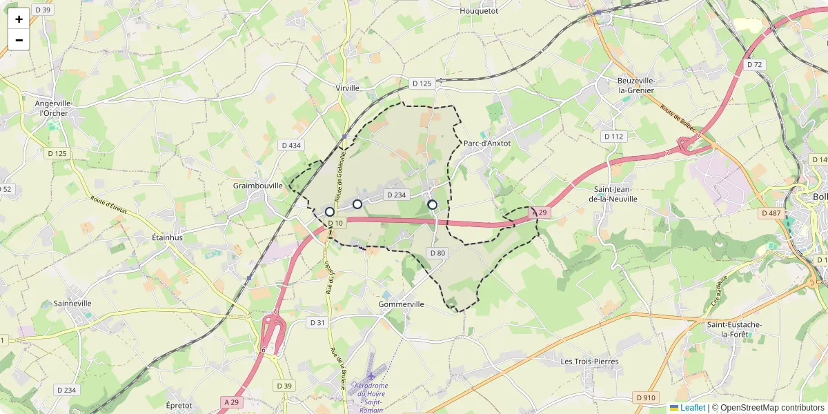 Carte du réseau de transport en commun à Saint-Gilles-de-la-Neuville - lignes de bus et arrêts