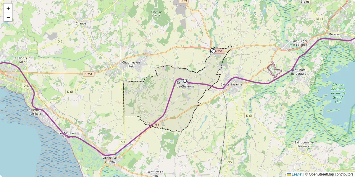 Carte du réseau de transport en commun à Saint-Hilaire-de-Chaléons - lignes de bus et arrêts