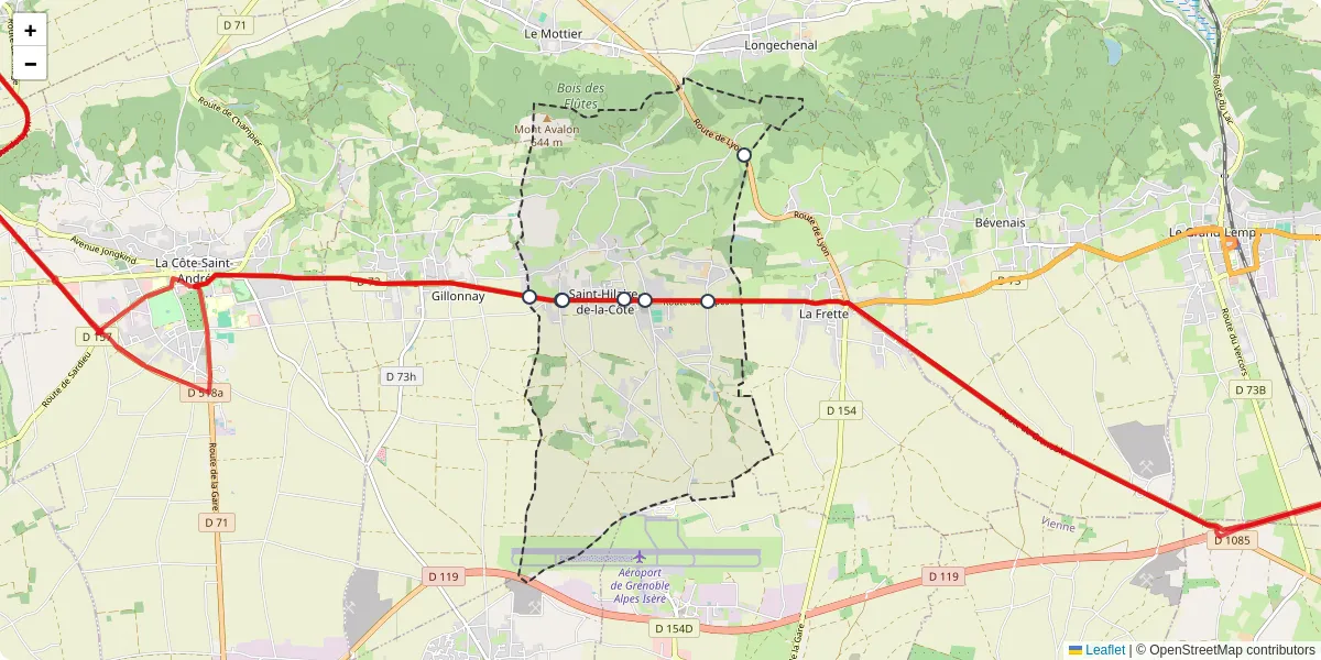 Carte du réseau de transport en commun à Saint-Hilaire-de-la-Côte - lignes de bus et arrêts
