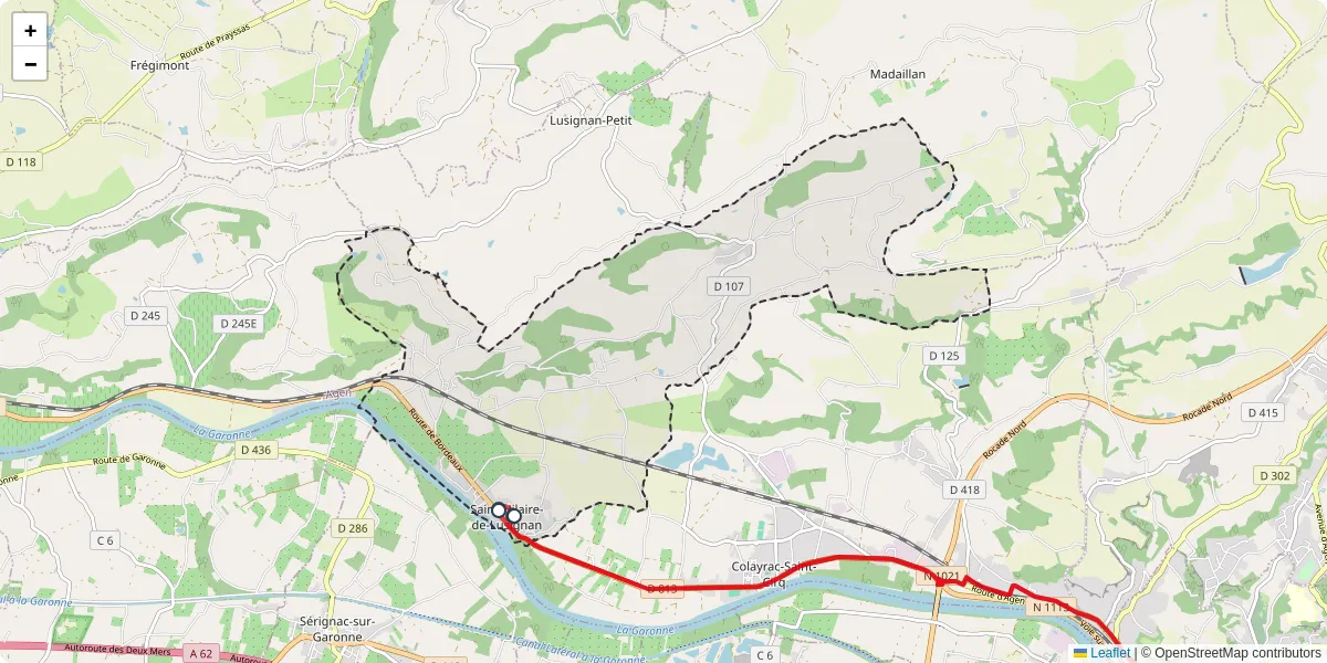 Carte du réseau de transport en commun à Saint-Hilaire-de-Lusignan - lignes de bus et arrêts