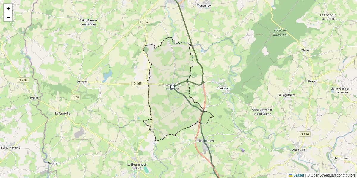 Carte du réseau de transport en commun à Saint-Hilaire-du-Maine - lignes de bus et arrêts