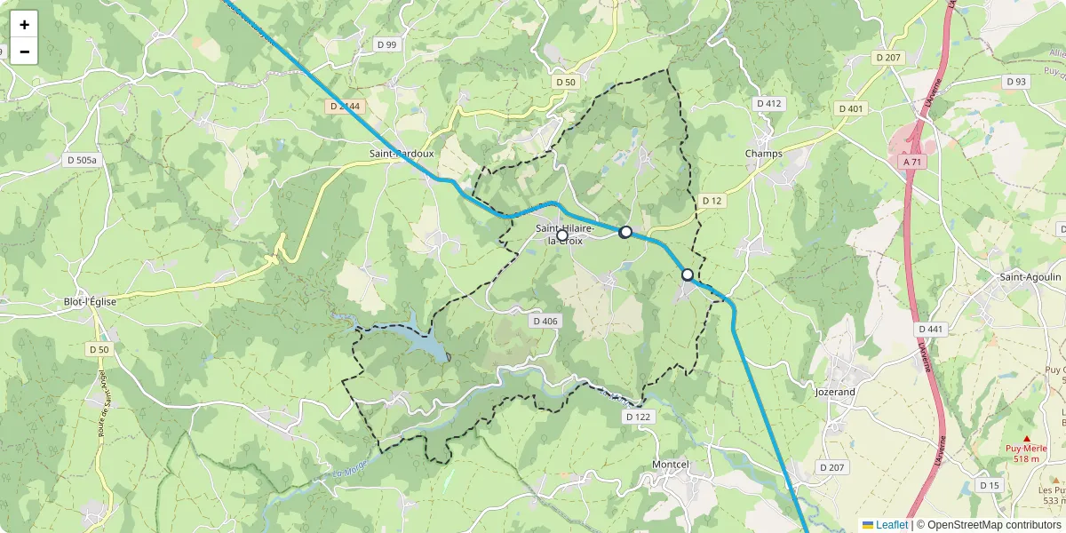 Carte du réseau de transport en commun à Saint-Hilaire-la-Croix - lignes de bus et arrêts